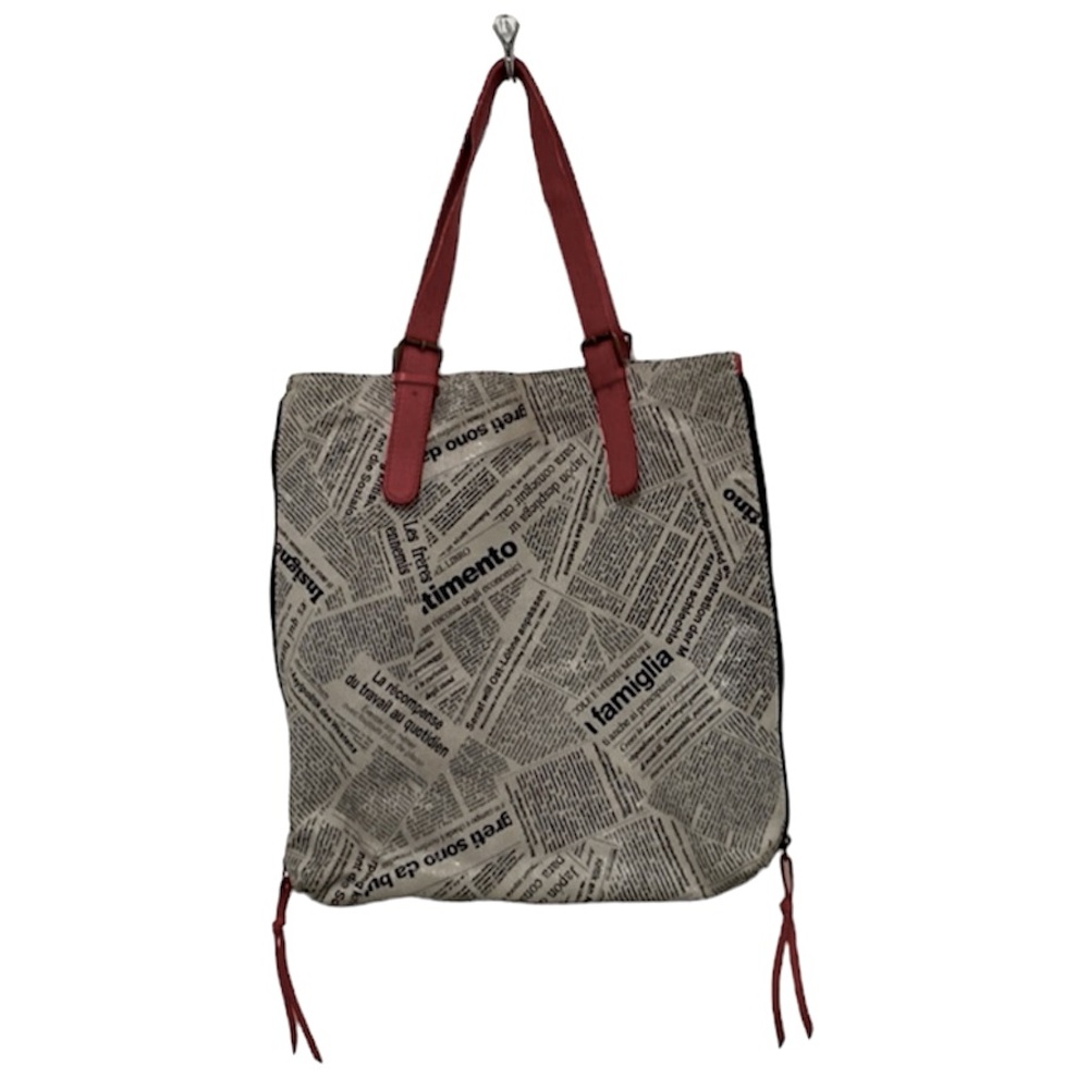 Mauricio Taiuti Newspaper Print Leather Tote Bag